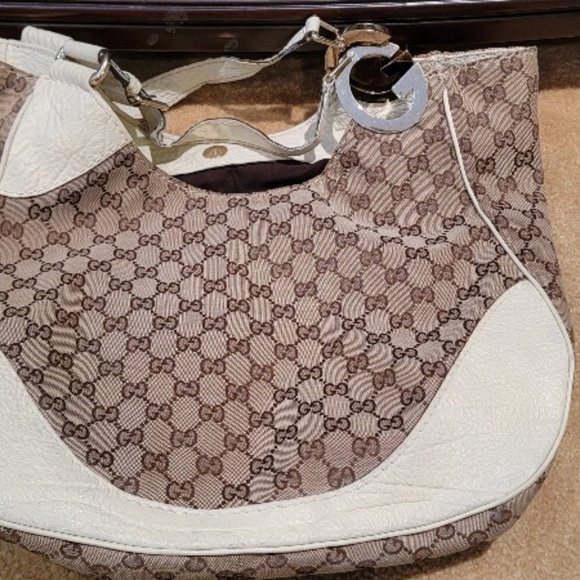 GUCCi Charlotte MUST GO@! Large Canvas Leather Hobo Handbag - Picture 2 of 16